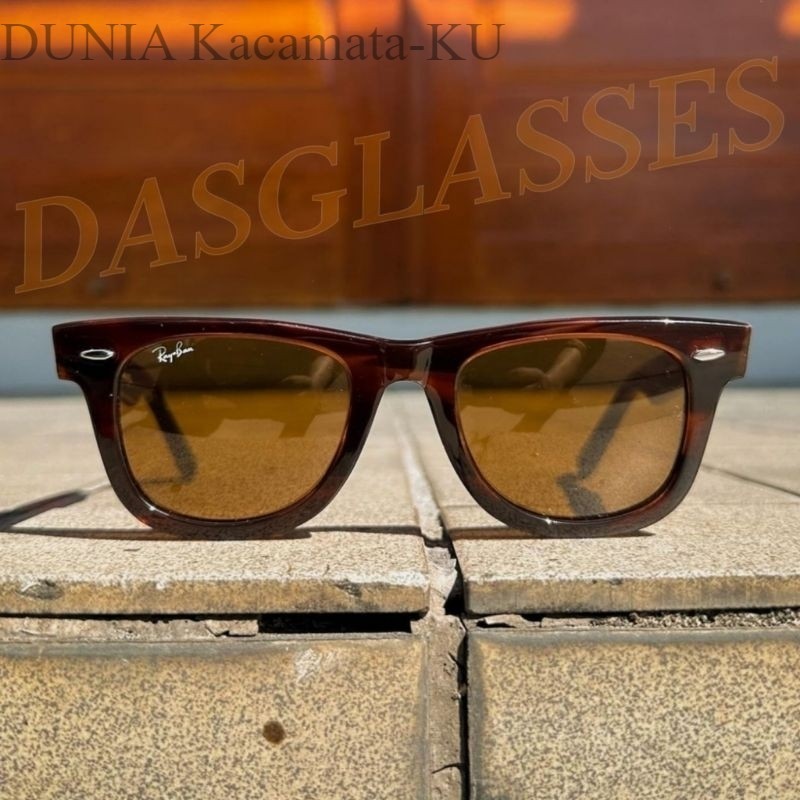 Kacamata Rayban Wayfarer RB2140A Brown Glossy Lensa Kaca