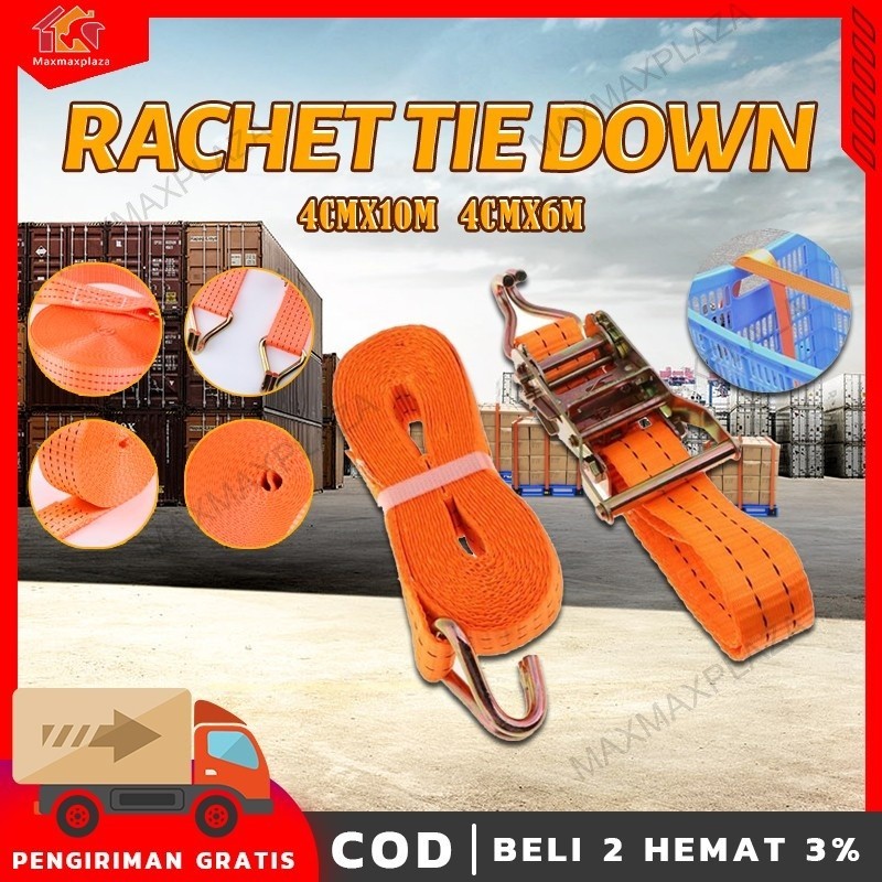 Rachet Tie Down 4-10 Meter Webbing Cargo Lashing Belt Trackbelt Tali Ikat Sabuk Truk trek belt tali
