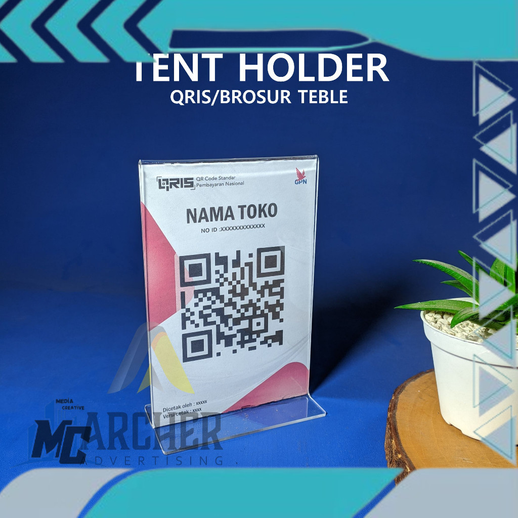 

MC TENT HOLDER QRIS/BROSUR POTRAIT TEBLE CUSTOME AKRILIK