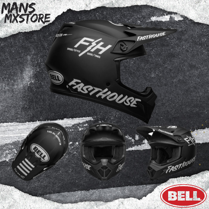 HELM BELL MX-9 MIPS FASTHOUSE PROSPECT MATTE/BLACK WHITE DIRT HELMET BELL FULLFACE ORIGINAL