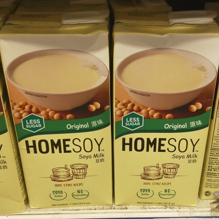 

home soy milk susu kedelai original less sugar 1ltr