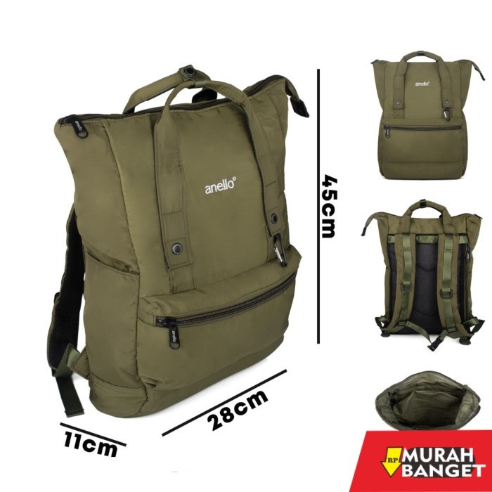 tas ransel wanita import RANSEL ANELLO LAPTOP IMPORT BESAR / RANSEL NYLON WANITA 00191 - ARMY