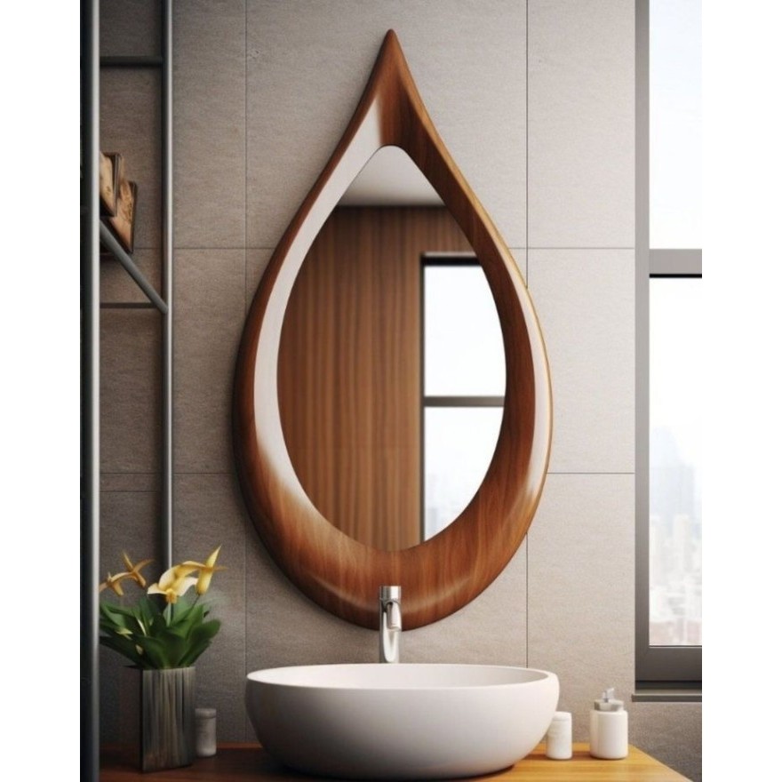 GFJ Cermin Minimalis Cermin Kayu Jati Cermin Kamar Mandi Cermin Dinding