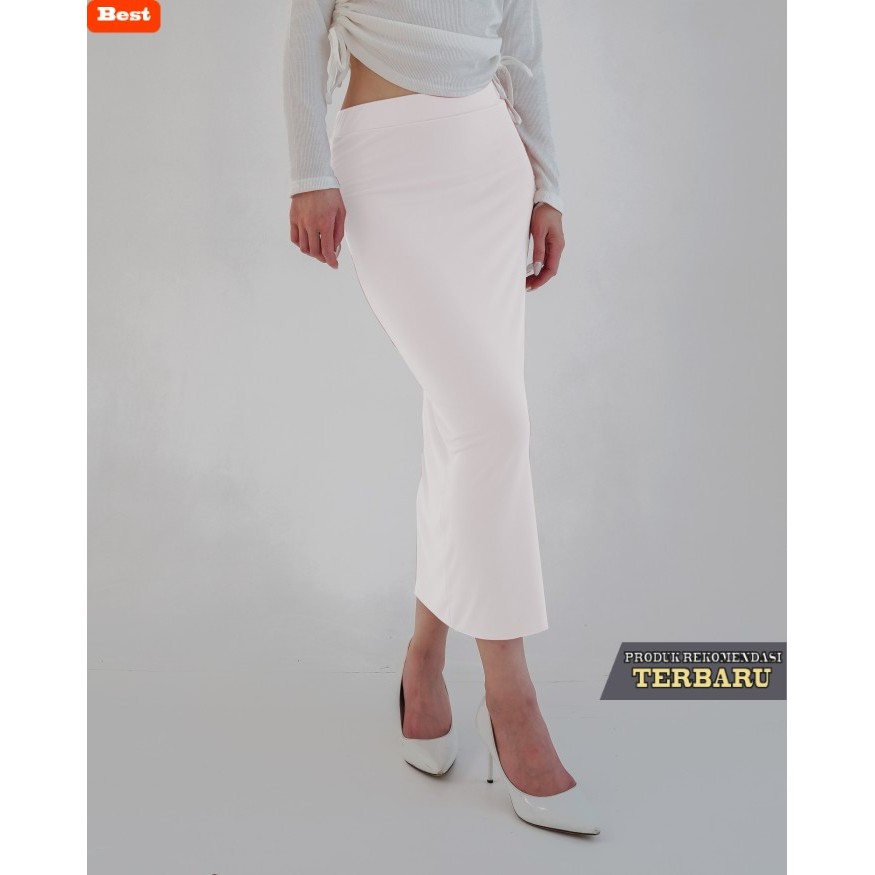 rok wanita kekinian NZINGA GAMZE midi Skirt | Rok Wanita midi - Putih, M