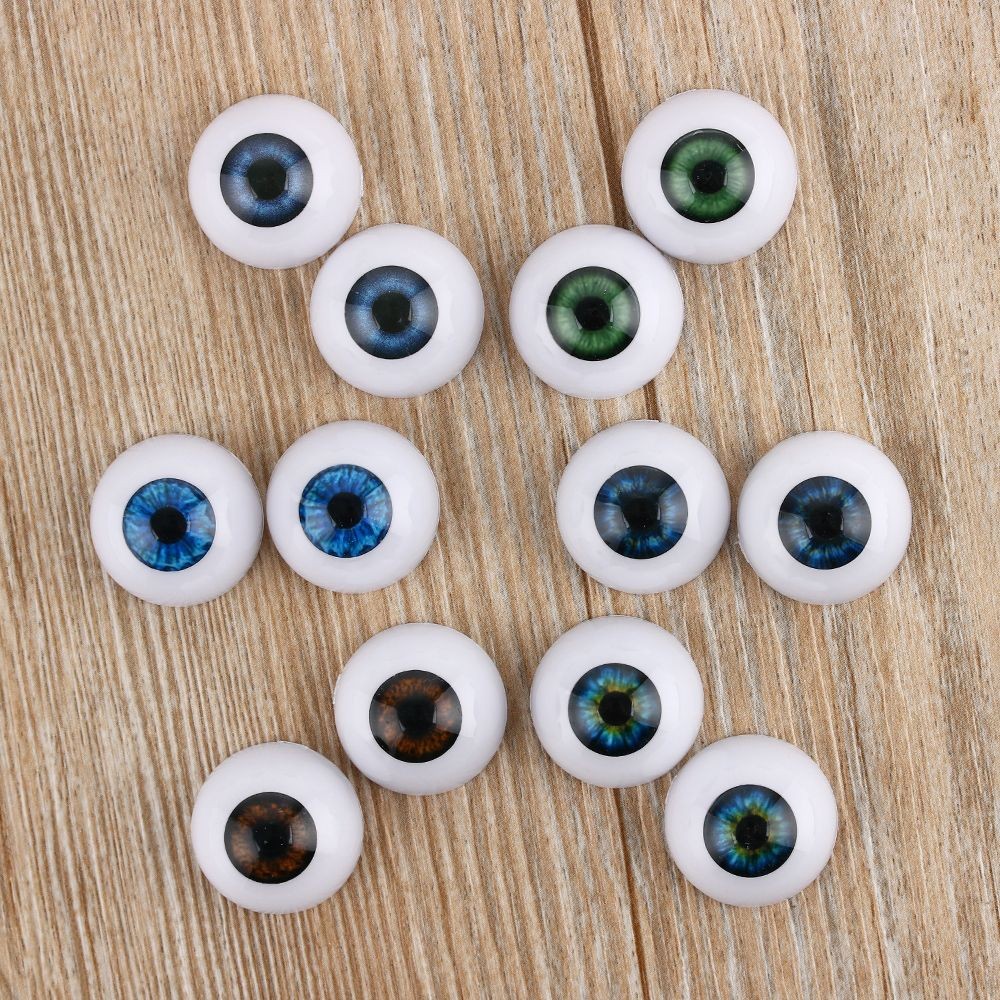 

1Pair 20mm Realistic Half Round Craft Accessories Acrylic DIY Eyeballs Back Hollow Eyes Doll Eyeballs DIY Doll Making Parts
