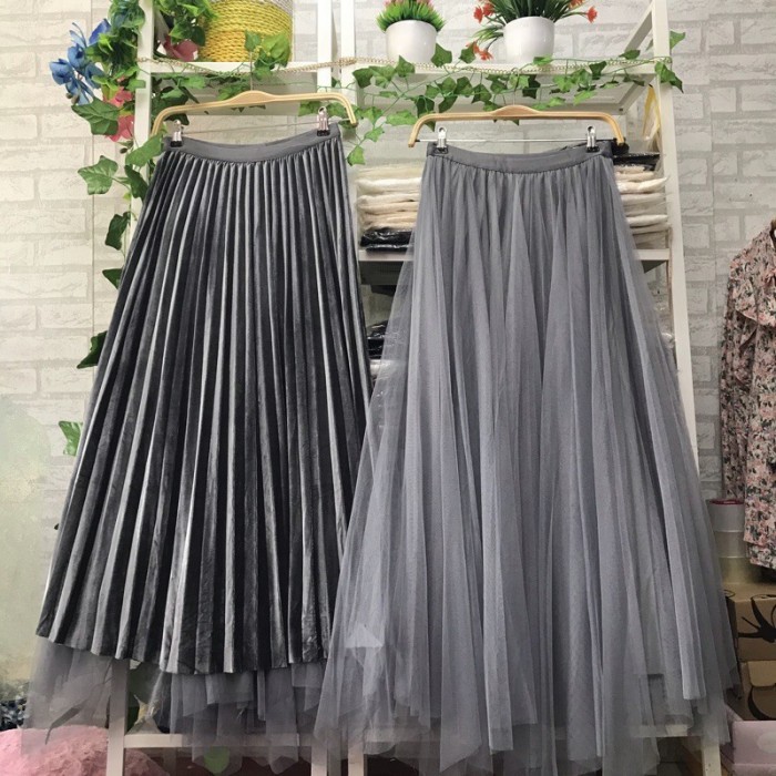 ROK TUTU MAXI VELVET BOLAK BALIK PREMIUM IMPORT - Dusty Purple