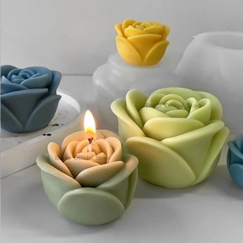 

DIY 3D Rose Flower Silicone Candle Molds Handmade Peony Soap Plaster Flowers Ice Chocolate Cake Baking Mold Valentine's Day Gift