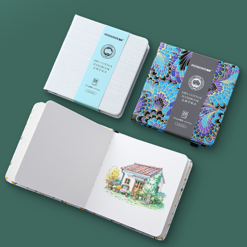 

POTENTATE 100% Cotton Square Watercolor Paper Book 12cmx12cm(4.7x4.7Inch )24 Sheets 300g (140lb) Art Drawing Paper Sketchbook