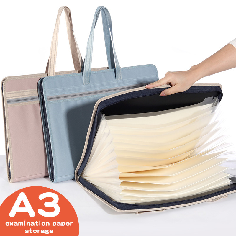 

Large Capacity A3/A4 Folder Multi-layer Hand Carry Canvas Bag Test Paper Classification Office Information Storage