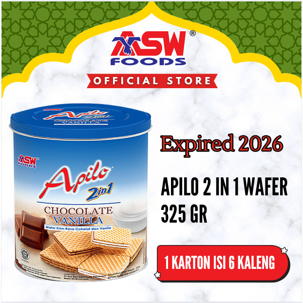 

Apilo Wafer 2 in 1 Chocolate & Vanilla 290 gr ( 6 Pcs ) - Karton pusat grosir jajan lebaran