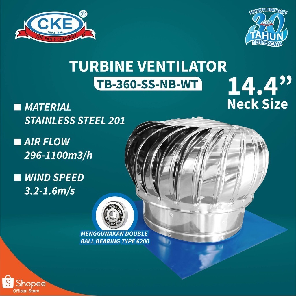 Turbin Ventilator 14 Inch Turbine Roof Ventilasi Atap Rumah Pabrik