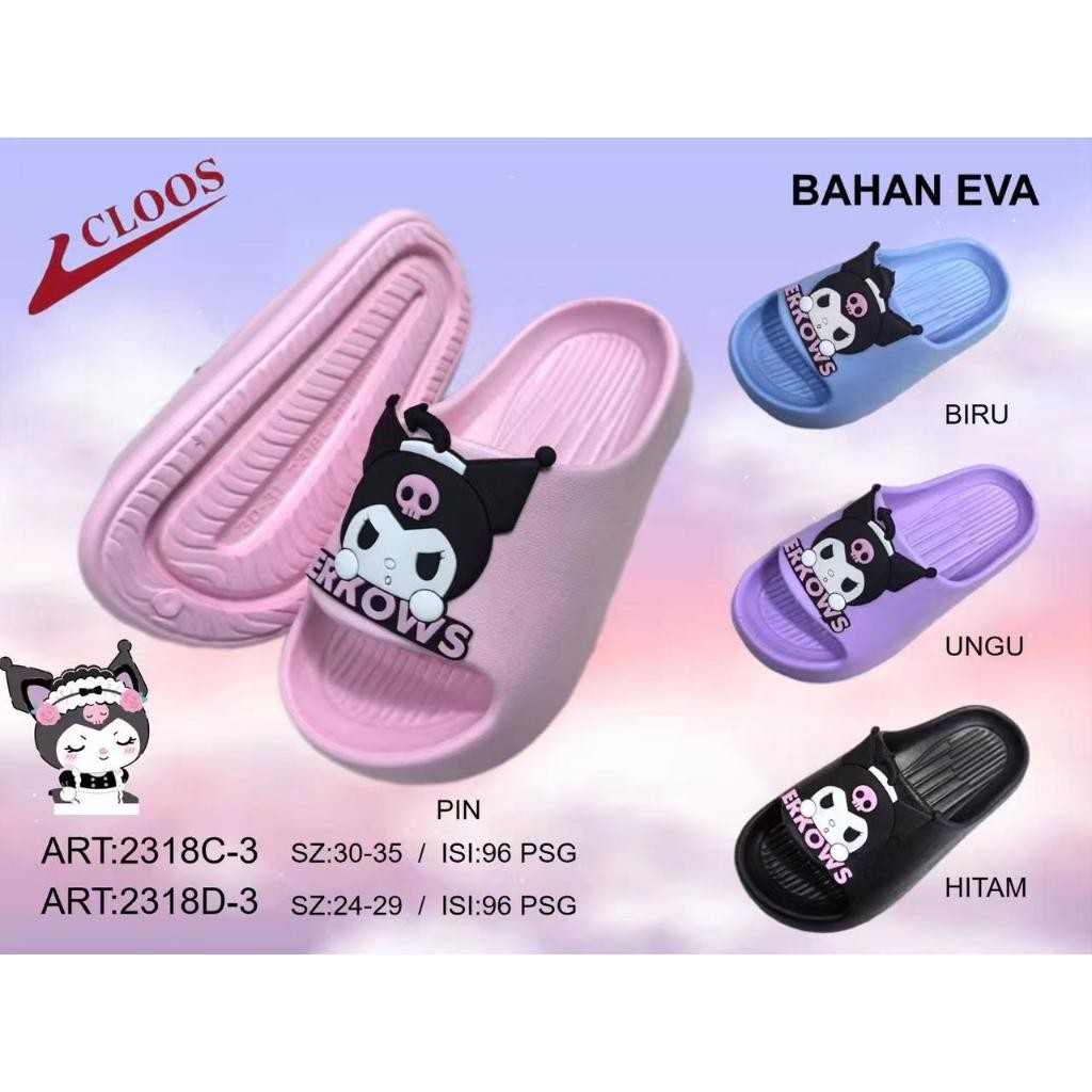 SANDAL SELOP ANAK PEREMPUAN KARAKTER KUROMI Sandal Anak perempuan Kartun KUROMI trendy