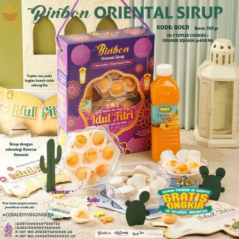 

Binbon Oriental Sirup - Paket Kue kering sekat dan sirup - Hampers Lebaran - Parcel kue kering/ langsung proses