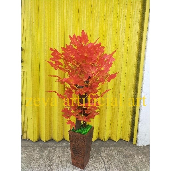 pohon maple merah bisa/bunga plastik/bunga hias/pohon artificial/pohon maple 120 cm/termurah/