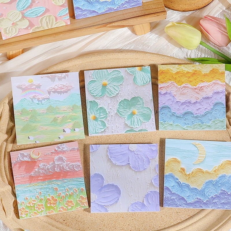 

50 Lembar Sticky Notes Motif Lukisan Cat Minyak Untuk Pelajar