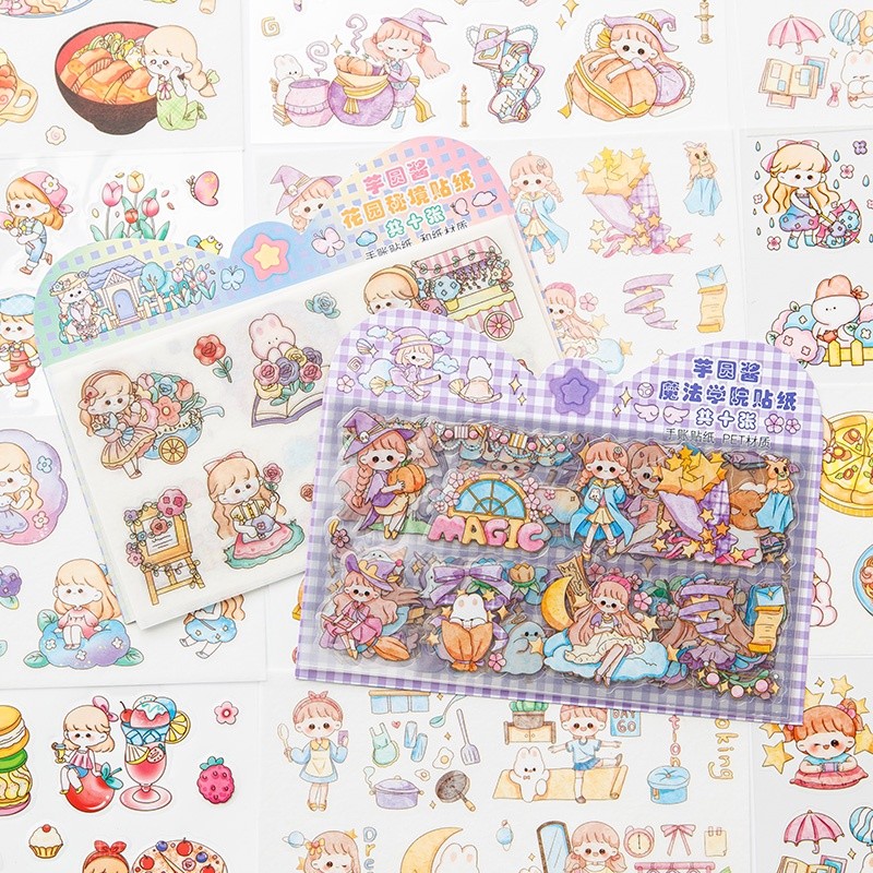 

10lembar Lucu Kartun Gadis Seri Tembus label Alat Tulis Siswa Deco
