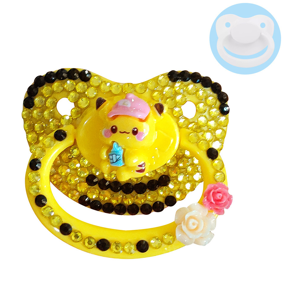 100% Handmake Cute Yellow Pattern Adult Baby Pacifier Silicone Adult size Pacifier abdl Daddy Girl