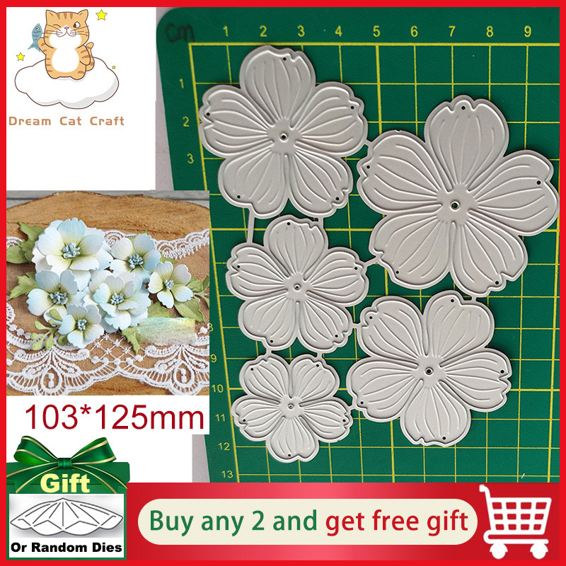 

5Pcs 3D Flowers Combination Paper Cut Metal Cutting Dies New Diy Emboss Stencil Scrapbooking Dies For Card Making 2022