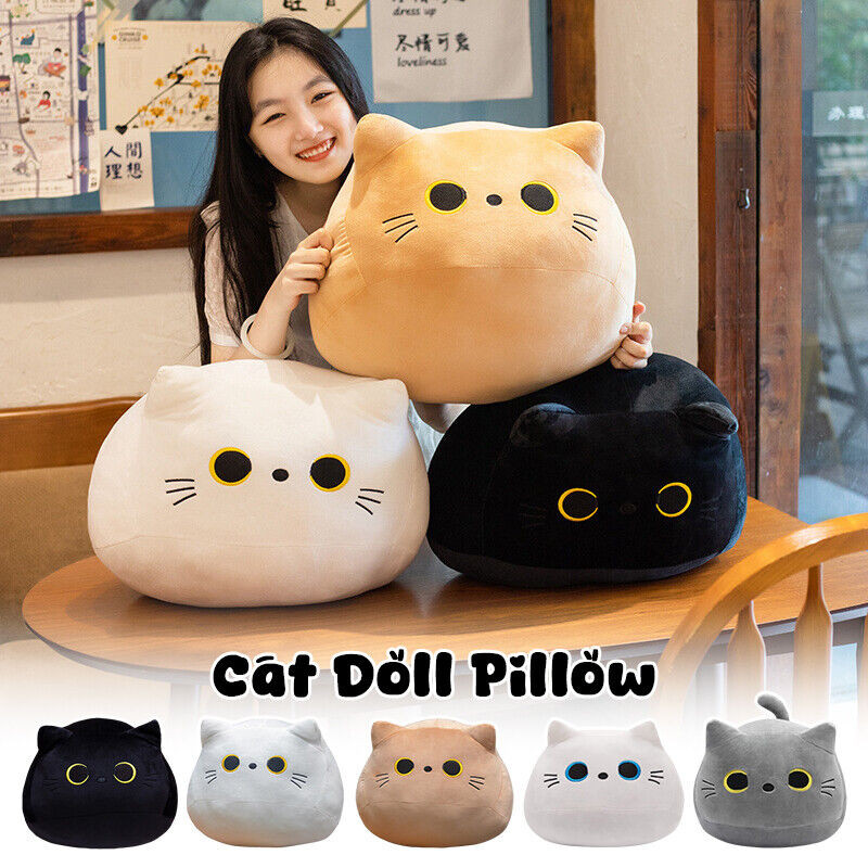 10/30CM Black Cat Plush Pillow Cartoon Cat Head Plushie Stuffed Toys Cat Doll Cat Doll Pillow Plush 
