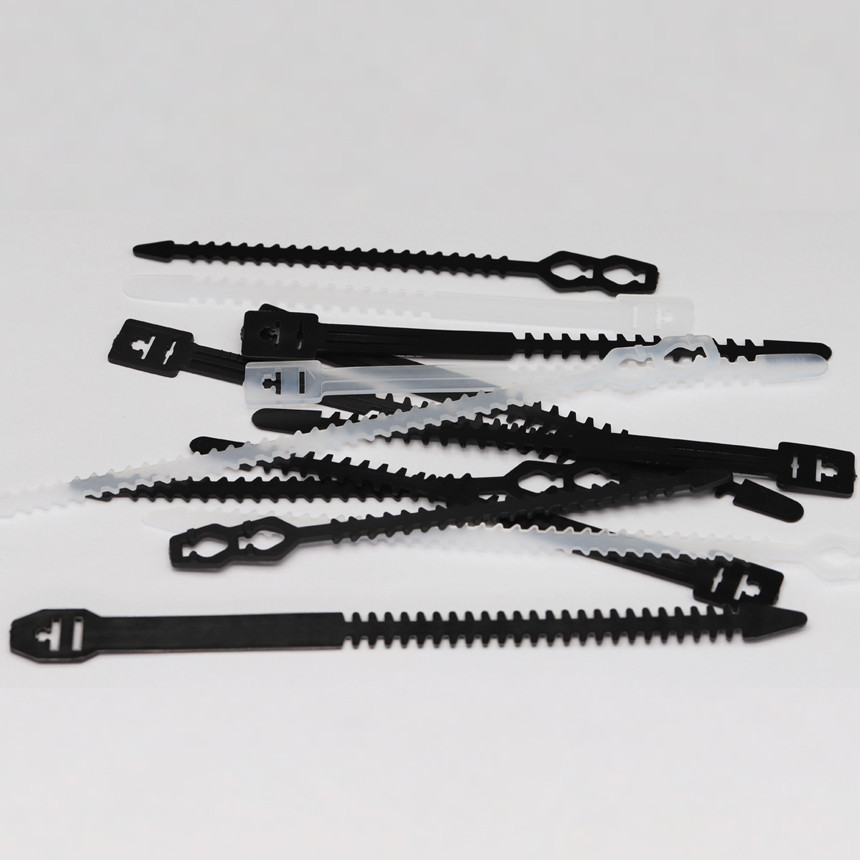 

115/150/200/210mm White Black PE Plastic Ziptie Releasable Strap Wrap Reusable Bundling Fish Bone Zip Ties Trapezoidal Cable Tie