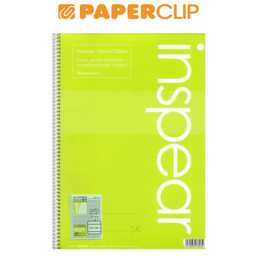 

NOTEBOOK A4 INSPEAR MARUMAN N278-03 SP GREEN
