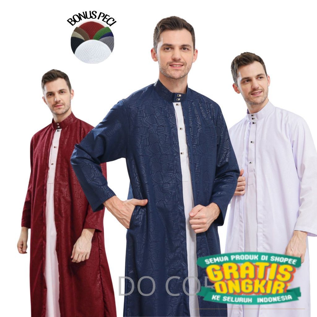 Jubah pria luaran gamis premium lengan panjang motif terbaru gamis AL-AZHAR fashion muslim/ Mewah