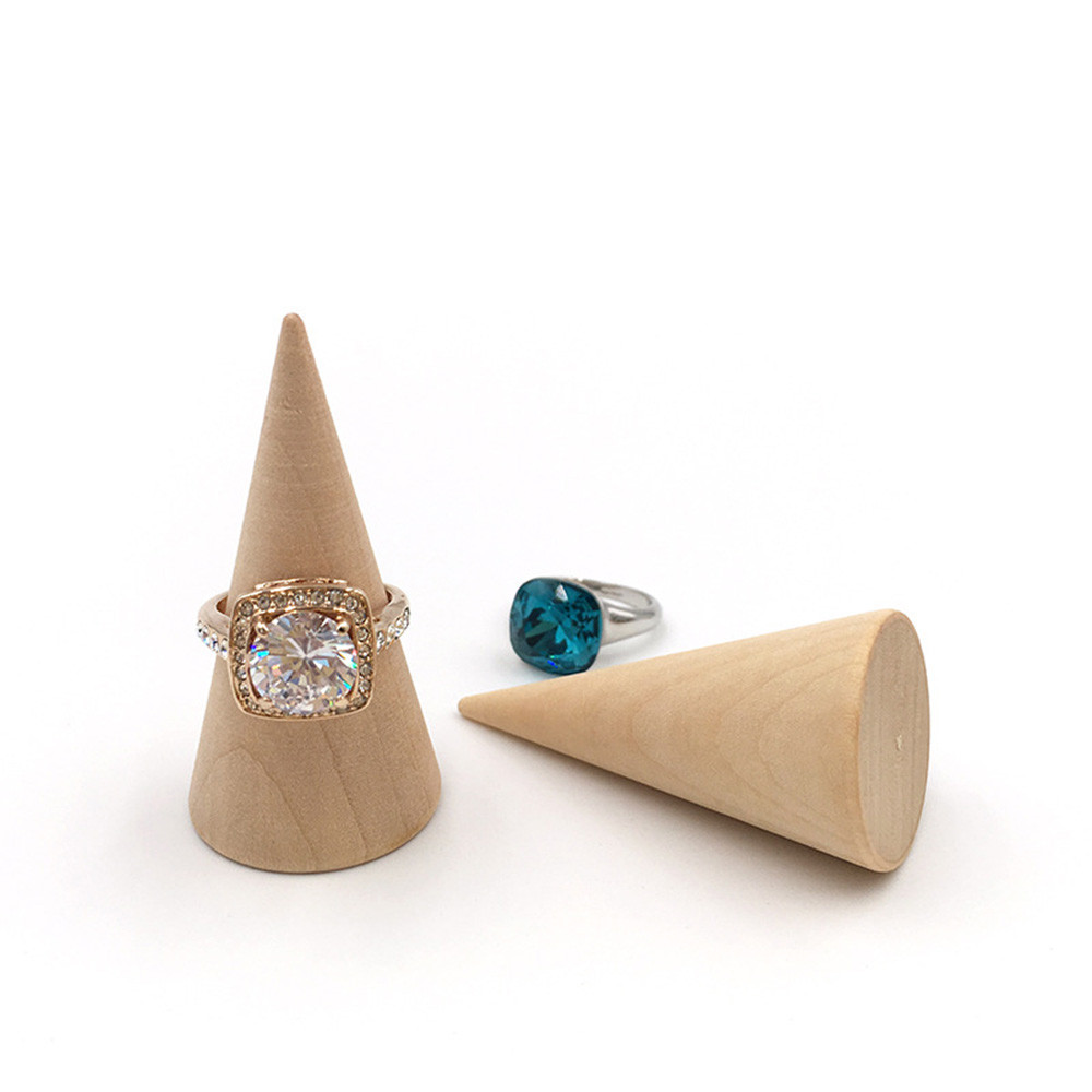 

Multi Size Wooden Ring Displays Cone Shaped Finger Ring Stand Home Jewelry Display Storage For Rings Jewelry Exhibition Small