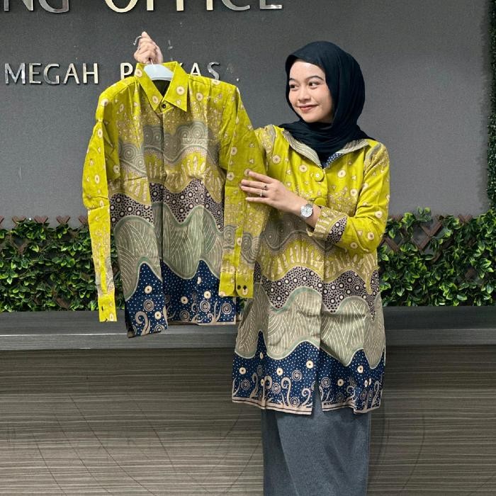 Baju Tunik Batik Wanita Pasangan Bahan Katun Solo Premium Full Lapisan Trycod Ready Ukuran S-5L - DO