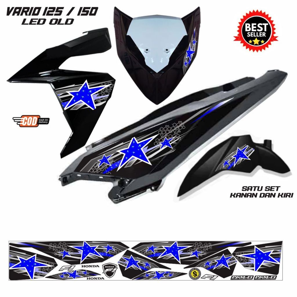STIKER KEREN STIKER MOTOR STRIPING VARIASI HONDA ALL VARIO LED 125 150 TAHUN 2014 / 2017