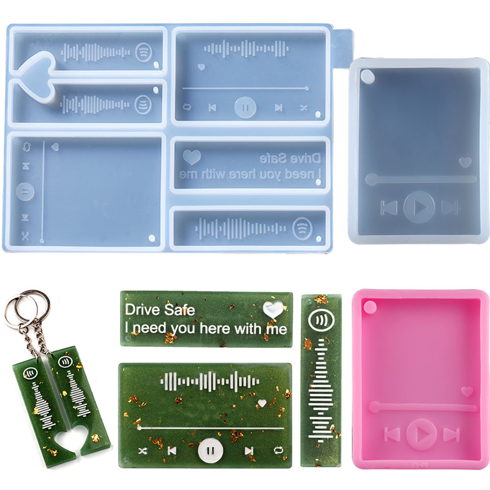 

DIY Crystal Epoxy Resin Mold Music Player Voice Couple Love Keychain Epoxy Mirror Crafts For Jewelry Making Silicone Mold