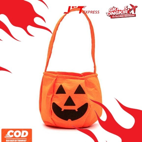 

new like TAPB tas halloween pumpkin labu trick or treat goodie bag flanel ecos