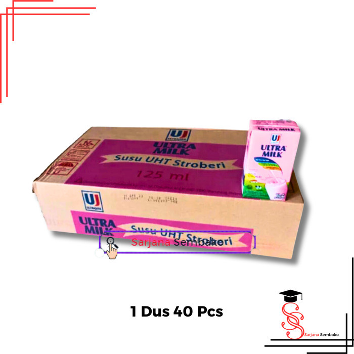 

Ultra Milk Strawberry 125ml Susu UHT - 1 Dus 40 Pcs