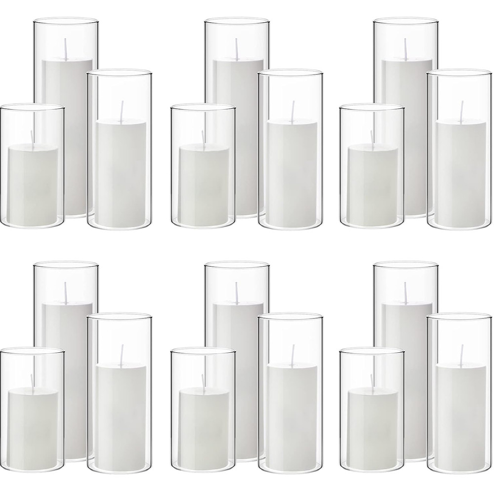 

Glass Cylinder Vases Clear Cylinder Candle Holders for Slim Pillar Candles Wedding Centerpieces Wedding Candle Holders