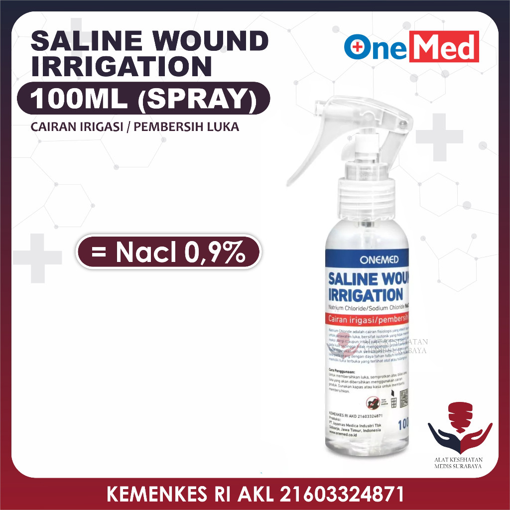 Onemed Saline Wound Irrigation Nacl 0.9% 100ml Spray Cairan Basuh Cuci Pembersih Luka 100 ml