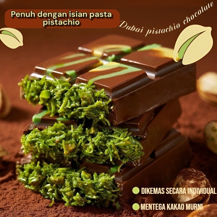 

⭐COD+Kirim Dalam 24 Jam⭐[100% Asli/0 Aditif] Pistachio Kunafa Cokla/Coklat Dubai 200g/Chocolate Bar Crispy Pistachio Kunafe | COKLAT DUBAI/Dubai Handmade Chocolate