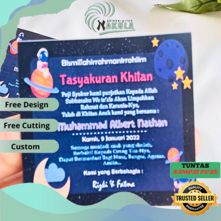 

NKL 12-15 Cetak stiker syukuran khitan kotak tasyakuran walimatul khitanan custom unik
