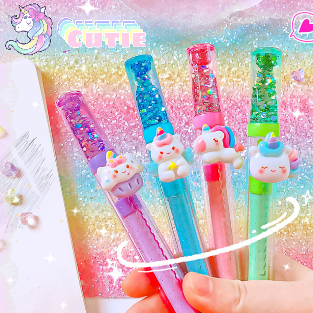 

BEST! PENGHAPUS MEKANIK PENSIL MOTIF CHUBBY UNICORN 3D KAWAII CUTE GLITTER AESTHETIC