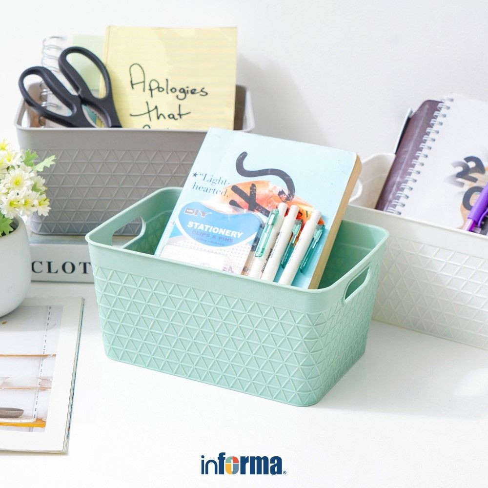 Informa 22.5x15.8x11.5 cm Keranjang Serbaguna Waffle - Hijau Storage Basket Kotak Penyimpanan Serbag