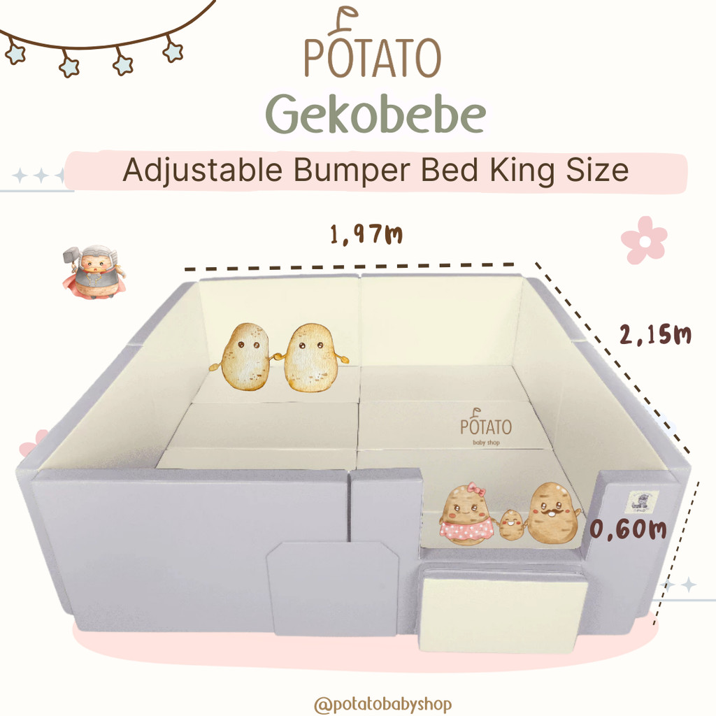 Gekobebe Adjustable Bumper Bed King Size Matras Lumba