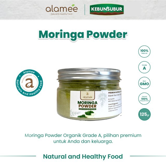 

ALAMEE Bubuk Minuman Daun Kelor Moringa Powder Serbuk Daun Kelor Herbal Tanpa Gula 125gr kebunsurbur