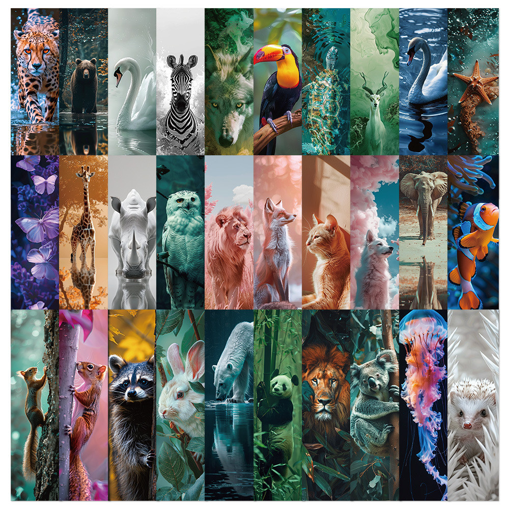 

30Pcs Forest Animals Wandering Stars Series Paper Bookmark Bright Starry Sky Book Holder Message Card Gift Stationery Material