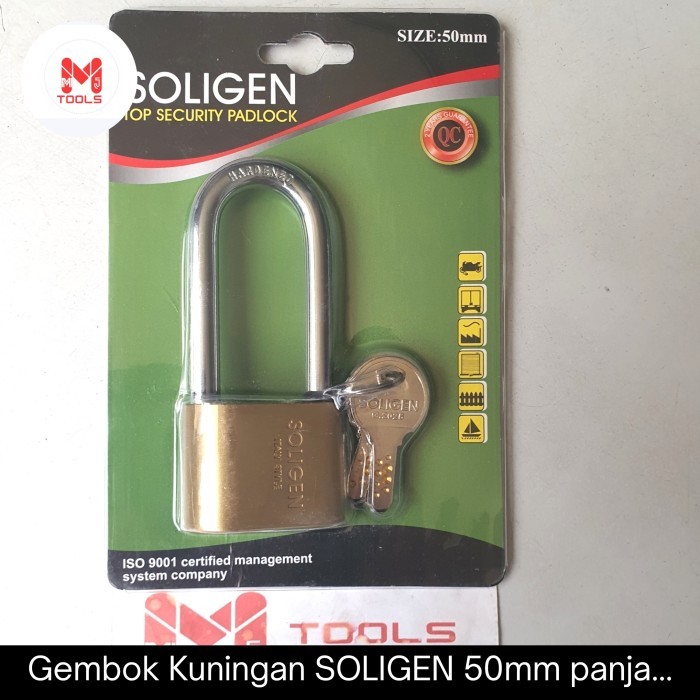 Gembok Kuningan SOLIGEN 50mm Panjang Per - SOLIGEN Brass Padlock - SOLIGEN Gembok Kuningan - Gembok 