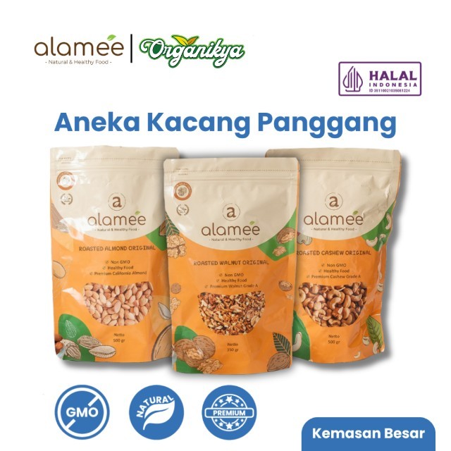 

Kacang Almond Almon Mede Walnut Pistachio Kupas Panggang Premium Roast Roasted Oven Siap Makan organikya