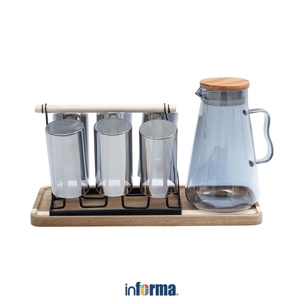 Informa Appetite 1.8 ltr Set 8 pcs Jelim Teko Minum & Gelas Dengan Rak Set Water Jug With Glass Pitc