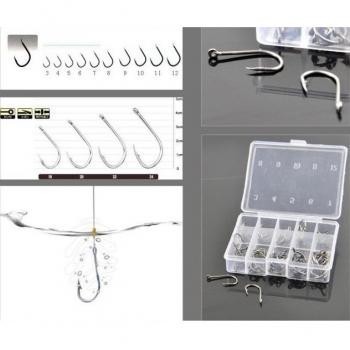 1 set box Kail Pancing mata kail pancing patisLong Handled Fishing Hook Ten Division No 3-12 Set /