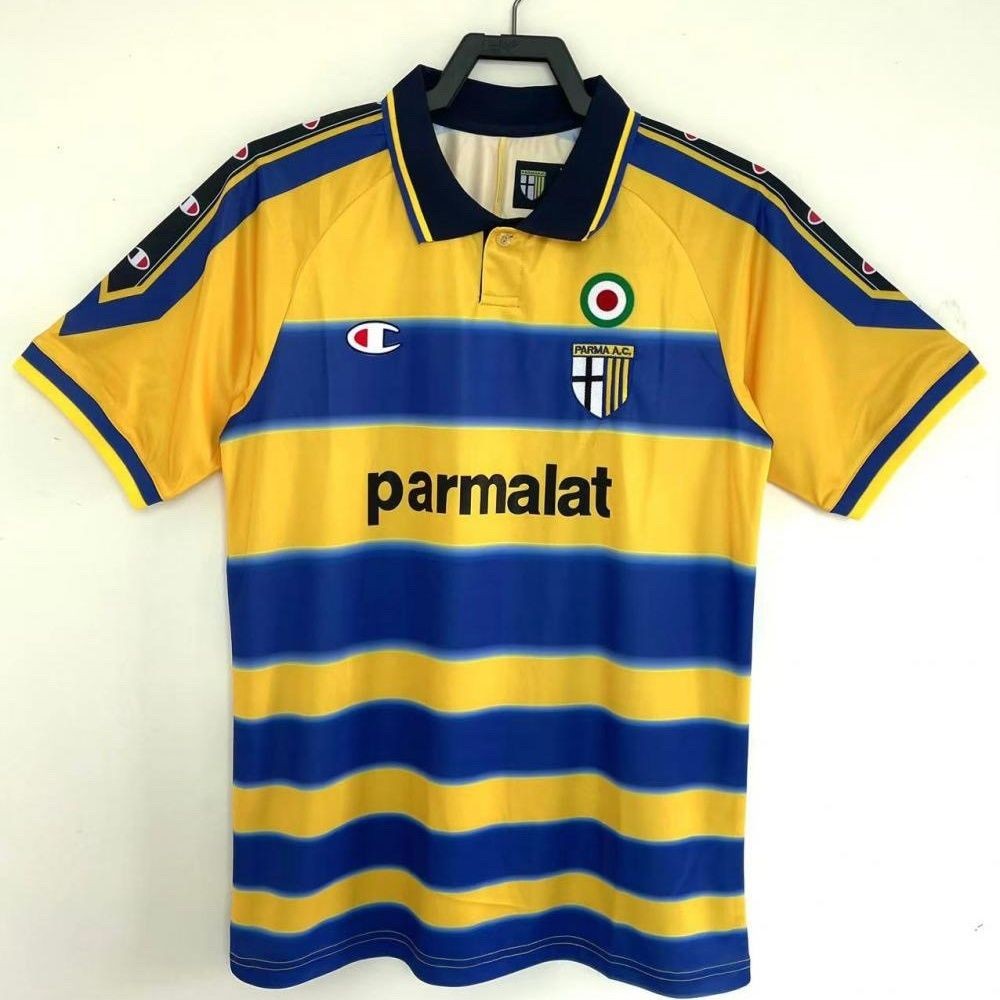 Jersey Parma Musim 99-00 Kit Sepak Bola Retro Crespo Canavaro Parma Rumah