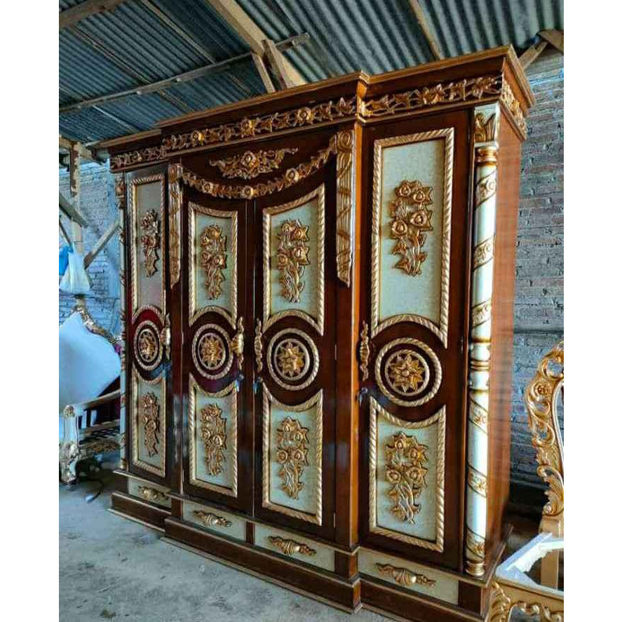 Lemari Pakaian Kayu Jati Motif Asli Jepara Gong Mewah