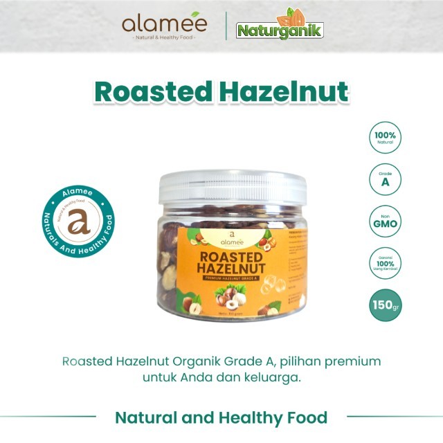 

ALAMEE Kacang Hazelnut Panggang Hazelnut Roasted Cemilan Sehat Rendah Kalori Kacang Kemiri 150gr Naturganik