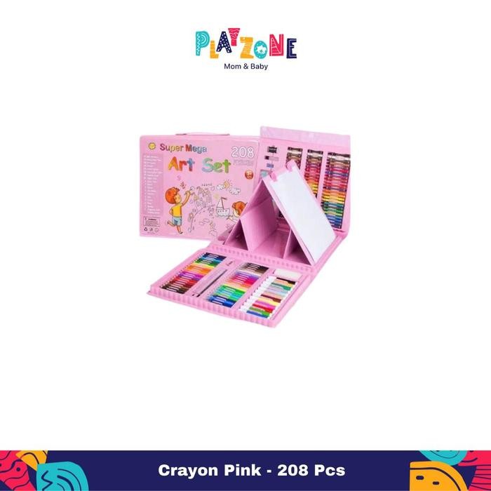 

[New]PROMO Play Zone COD Crayon Set 150 & 208 Pcs / Pensil Warna / Alat Tulis / Krayon Mewarnai Cat Plastik Putih Biru - PINK, 150 Pcs