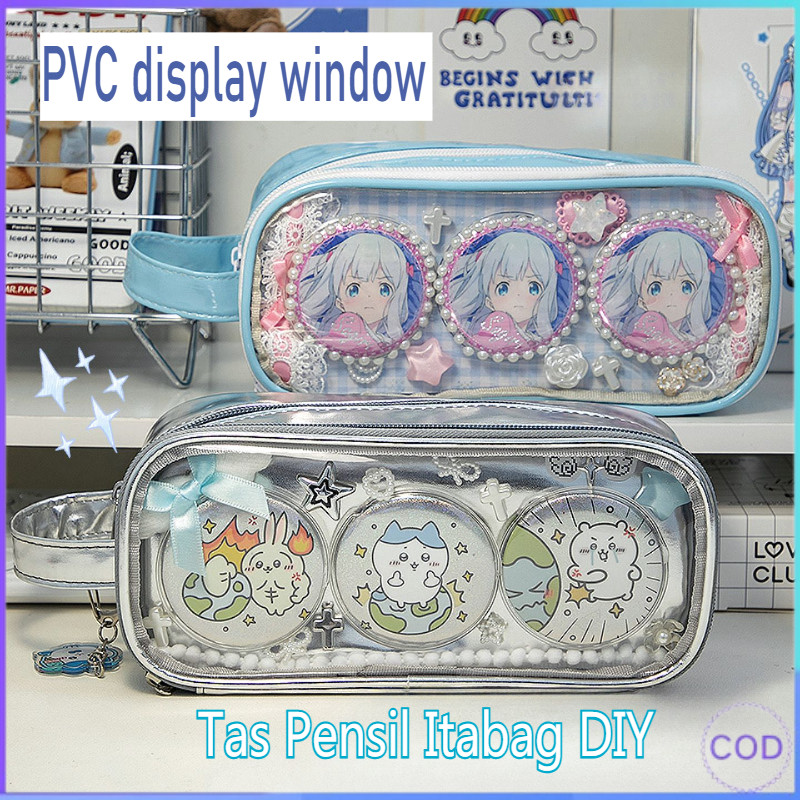 

[COD] Tas alat tulis PVC Gaya Itabag / tas pensil warna solid kapasitas besar tahan air / kotak alat tulis kreatif sederhana